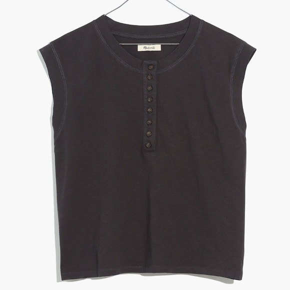 Madewell Garment-Dyed Henley Muscle Tee size L - Picture 4 of 8